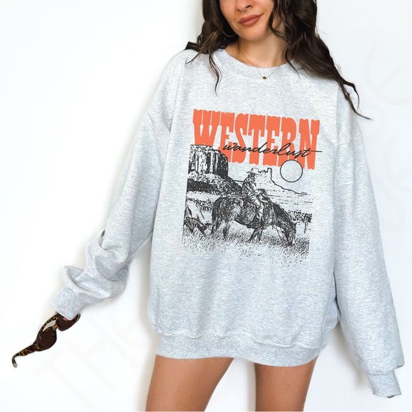 🚨 SALE 🚨 Western Wanderlust Graphic Crewneck Sweatshirt - Picture 2 of 9